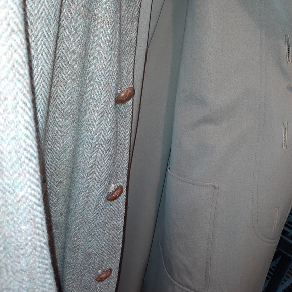 Womens vintage Cesarani houndstooth fabric Trench Coat size large - Picture 3 of 8